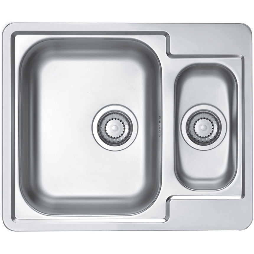 Chiuveta bucatarie Alveus Line 50 leinen, orientare cuva pe stanga, 615x500 mm, adancime cuva mare 160 mm, sifon inclus, Inox