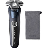 Aparat de barbierit PHILIPS Shaver Seria 5000 S5585/10, barbierit umed/uscat, tehnologie SkinIQ, fara fir, capete flexibile 360°, display LED, senzor Power Adapt, lame auto-ascutire, lama integrata, 60 min, Midnight Blue
