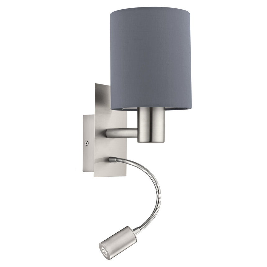 Aplica textila, Pasteri, 96479, E27, Nichel Mat-Gri, LED 3,5W, 380lm