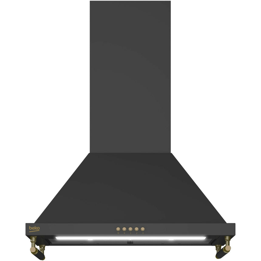 Hota incorporabila decorativa Beko BHCP65422BBH, Putere de absorbtie 415 mc/h, 3 trepte de viteza, Iluminare LED, 60 cm, Antracit