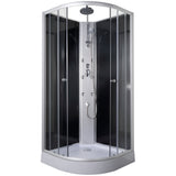 Cabina de dus cu hidromasaj Sanotechnik PS04, fara capac, 6 duze hidromasaj, sticla securizata, 5mm, cadita cu picioare si sifon, profile aluminiu, 90x90x215 cm
