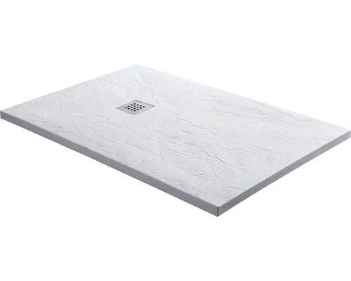 Cadita de Dus Dreptunghiulara Sanotechnik Kreta, 120x80x2,5 cm, Marmura Artificiala, 51020P, Alb