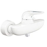 Baterie dus Grohe Eurostyle, monocomanda, 1/2", cartus ceramic, protectie reflux, limitator debit/temperatura, maner cu gol, alb