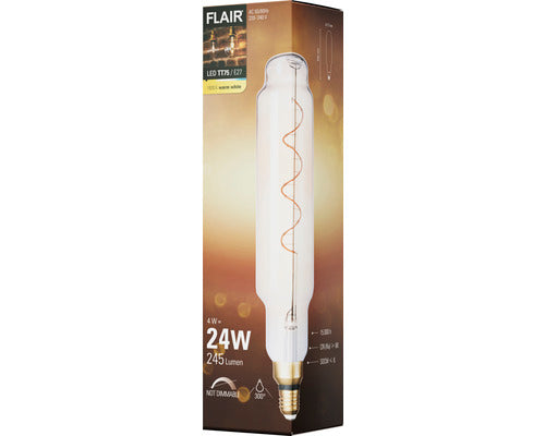 Bec Vintage Led Flair E27 4w, Glob Cilindru Tt75, Durata Viata 15.000 H
