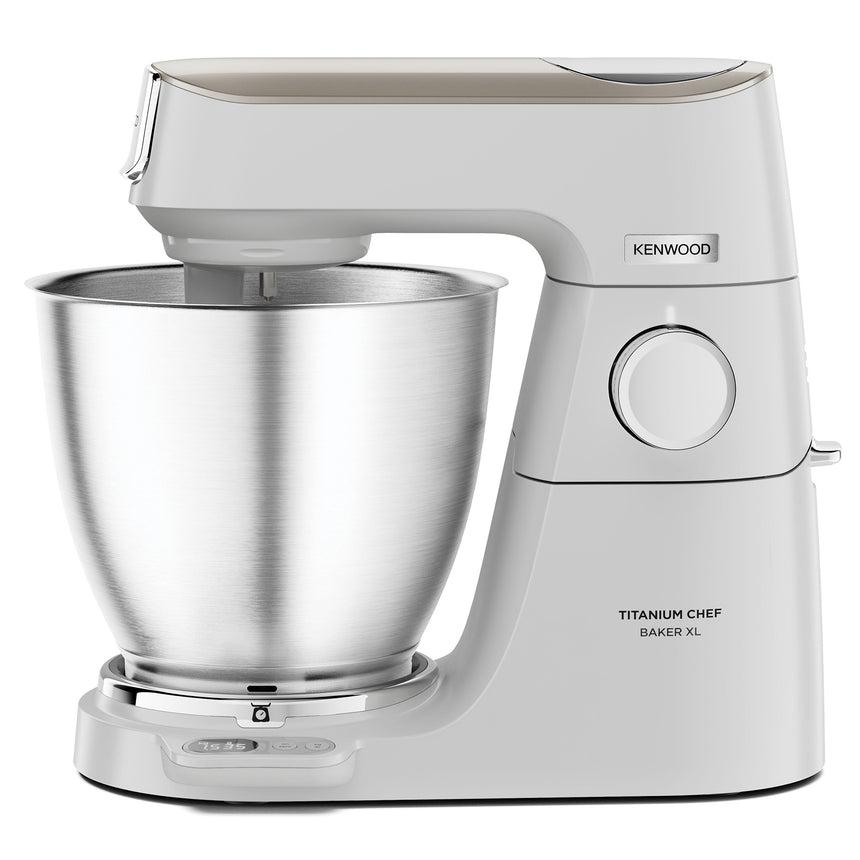 Robot de bucatarie KENWOOD Titanium Chef Baker XL KVL65.001WH, 1200 W, vas 7 l, 10 trepte viteza, cantar integrat, ecran LCD, 3 accesorii patiserie, alb