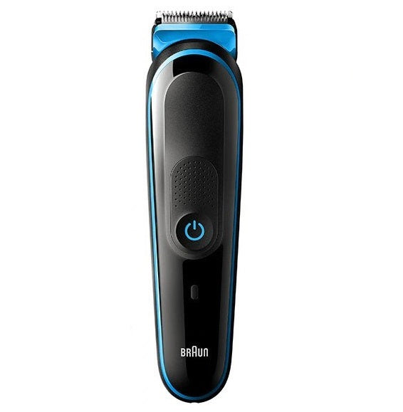 Braun MGK3242 Multifunctional 7 in 1 pentru ingrijirea parului si a parului corporal, 13 setari de lungime, timp de functionare 80 de minute, negru/albastru, cadou cu aparat de ras Gillette