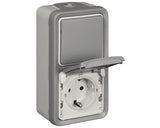 Intrerupator si Priza Legrand Plexo Ip55 Gri, Montaj Aplicat Vertical