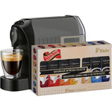 Pachet: Espressor Capsule TCHIBO Cafissimo Easy + 70 Capsule EASYMETSLV70, 0.65l, 1250W, 15 bar, Gri-Negru
