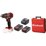 Masina de gaurit si insurubat (bormasina) pe acumulator Einhell TE-CD 18/50 Li BL-Solo, 18 V, tehnologia PXC, 2 viteze, 1800 RPM, 50 Nm, 2 acumualtori 2 Ah, incarcator, valiza transport