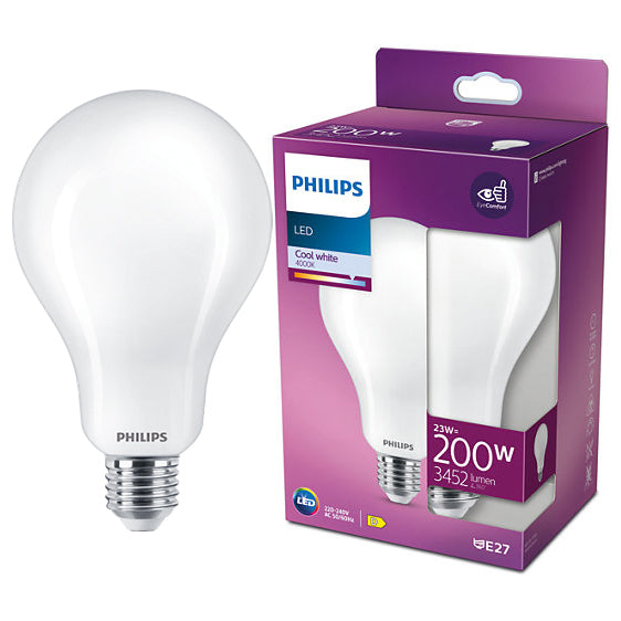 Bec LED Philips Classic A95, 23W (200W), 3452 lm, lumina alba rece (4000K), clasa energetica D