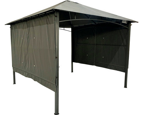 Pavilion Gradina Cu Parti Laterale Pliabile Si Cadru Metalic Garden Place 3x3x2, 7 M Poliester Antracit
