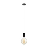 Pendul POZUETA, EGLO, E27, 1x40W, otel, negru, 110 x 12.5 cm, inaltime reglabila
