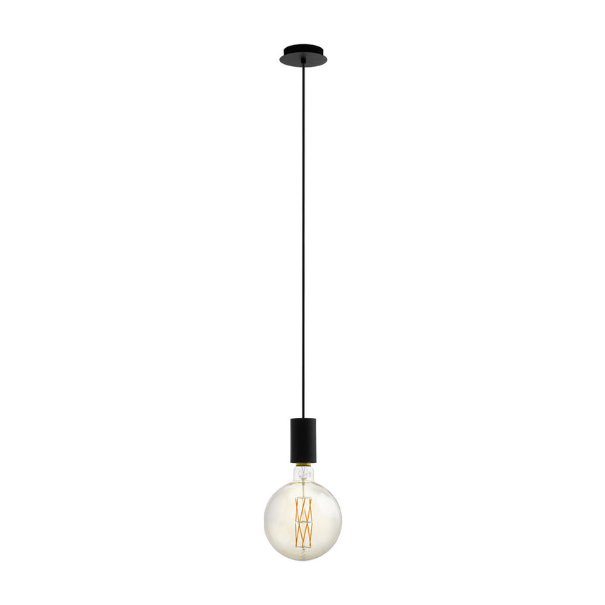Pendul POZUETA, EGLO, E27, 1x40W, otel, negru, 110 x 12.5 cm, inaltime reglabila