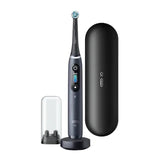 Periuta de dinti electrica Oral-B iO8 cu Tehnologie Magnetica si Micro-Vibratii, Inteligenta artificiala, Display led interactiv, Senzor de presiune Smart, Timer vizibil, 6 moduri, 1 capat, Suport rezerve, Incarcator magnetic, Trusa de calatorie, Negru