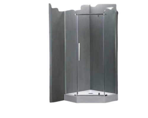Paravan de dus pentagonal Belform Clear, profil cromat, batant, geam 8 mm, tratament Nano Glass., 80x80 cm