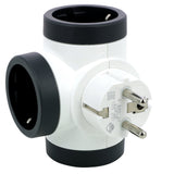 Adaptor rotativ pentru priza Legrand Revolution L694521, 3 prize laterale, 16A, Alb/Gri inchis