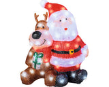 Figurina Mos Craciun Cu Ren Lumineo 80 Led-uri H 40 Cm Alb Rece