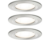 Spoturi incastrabile fixe Nova GU10 6,5W IP44, Ø78 mm, becuri LED cu 3 trepte de instensitate incluse, nichel mat, pachet 3 bucati