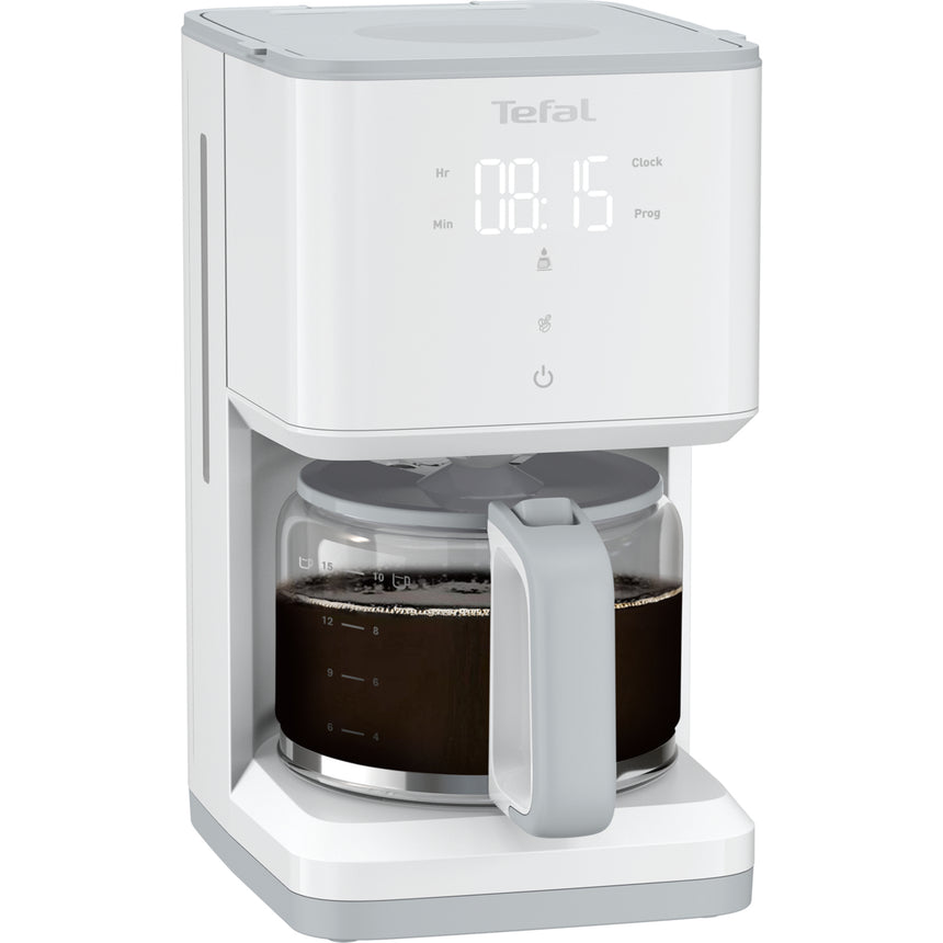 Cafetiera Tefal Sense CM693110, 1000 W, 1.25L, capacitate 15 cesti, functie de pastrare la cald, sistem antipicurare, timer, Alb