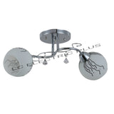 Lustra Flash metal. crom,abajur sticla alba cu model, 2X60W,dulie E27