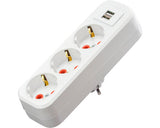 Multi Stecher 3 Prize Cu Impamantare Si 2 X Usb, Alb