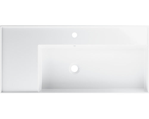 Lavoar ceramica Jungborn Quattro 101 cm, polita stanga, alb lucios