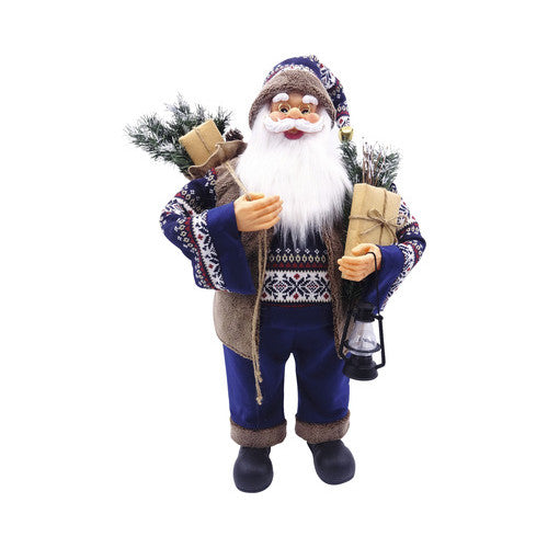 Figurina decorativa Mos Craciun, H 80 cm, albastru