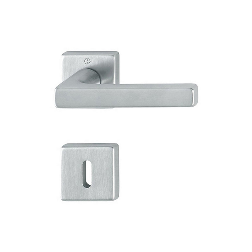 Maner usa interior, Hoppe Dallas, cu rozeta patrata pentru cheie, material alama, culoare crom satinat, 124x49mm