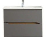 Baza Lavoar Baie, Pelipal Capri, 2 Sertare, PAL, 72 cm, Gri Cuart