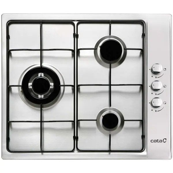Plita incorporabila CATA GIB 6021 X, Gaz, 3 arzatoare, Wok, Inox