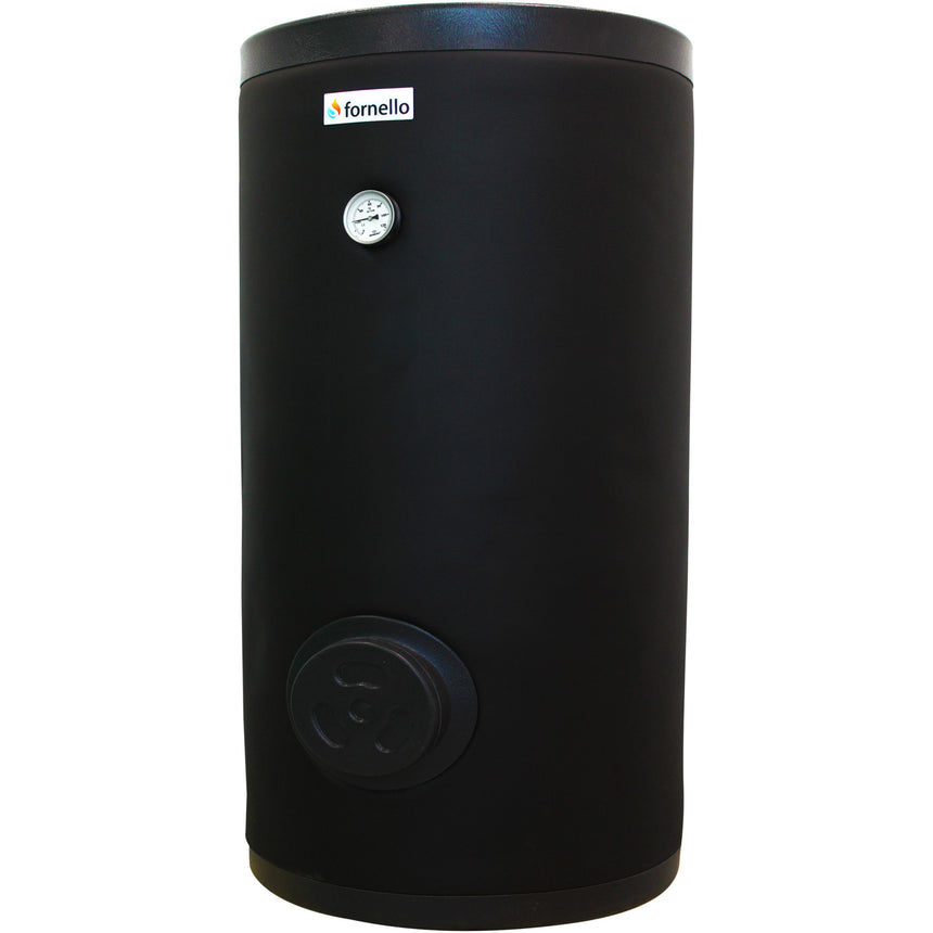 Boiler cu 2 serpentine Fornello SOL 500 LT 2S, 500 litri, pentru centrala termica si solar, montaj pe sol, izolatie termica, manta de protectie, flansa de vizitare