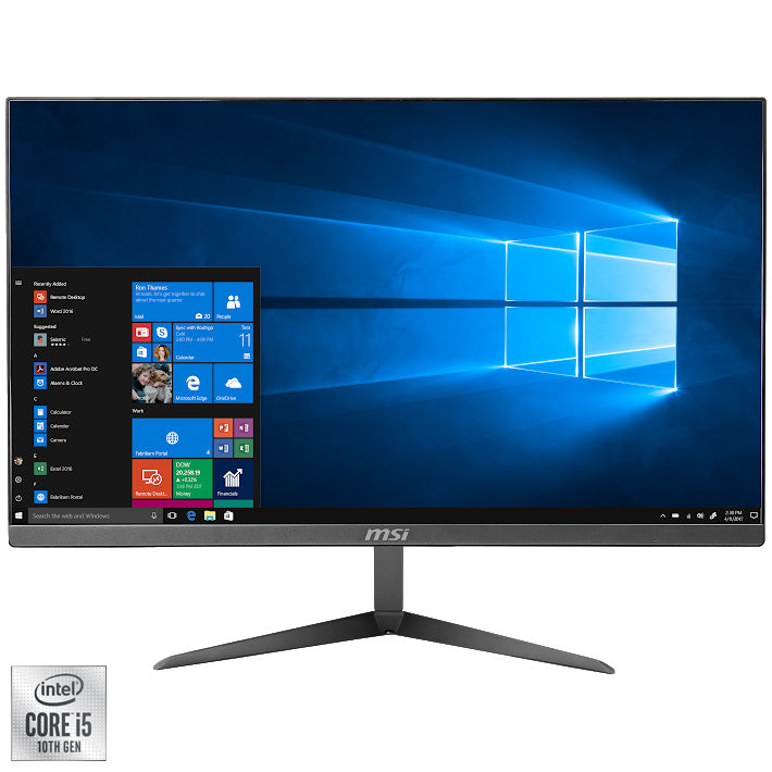 Sistem All-in-One MSI Pro 24X 10M-043EU cu procesor Intel® Core™ i5-10210U pana la 4.20GHz, 23.8", FHD, 8GB DDR4, 256GB SSD, Intel® UHD Graphics, Microsoft Windows 10 Home, Black