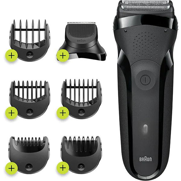 Set Aparat de ras BRAUN Series 3 300BT Shave&Style. Acumulator. Autonomie 30 min. Wet&Dry. Negru