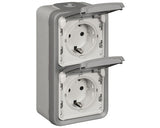 Priza Dubla Cu Impamantare Legrand Plexo Ip44 Gri, Montaj Aplicat Vertical