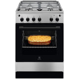 Aragaz Electrolux LKG604003X, Gaz, 4 arzatoare, Gratar fonta, Grill, Autocuratare catalitica, Aprindere electrica, 59 l, 60 cm, Inox antiamprenta