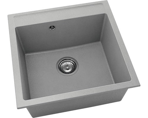 Chiuveta Bucatarie Cu O Cuva Fat Avangard 232 76x46 Cm Fara Picurator, Montare Sub Blat, Fatgranit Light Grey