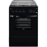 Aragaz Zanussi ZCG612K1BA, Gaz, 4 arzatoare, Grill, Autocuratare catalitica, Aprindere electrica, 59 l, 60 cm, Negru