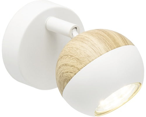 Spot Aplicat Scan Gu10 3w, Bec Led Inclus, Alb/lemn Natur