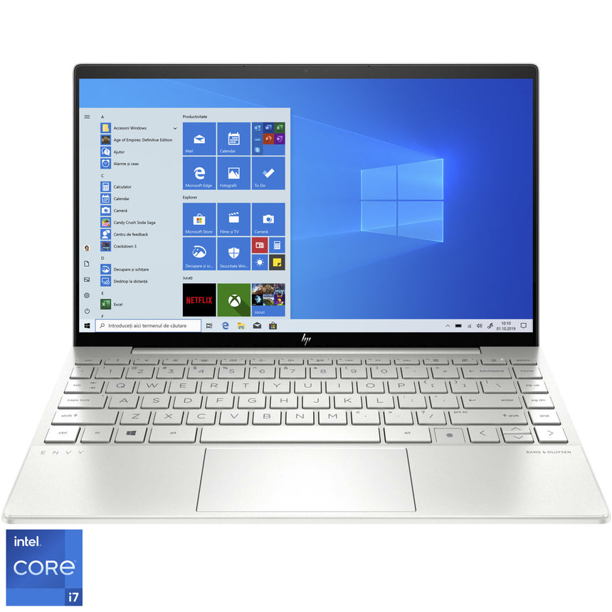 Laptop ultraportabil HP ENVY 13-ba1005nn cu procesor Intel® Core™ i7-1165G7 pana la 4.70 GHz, 13.3", Full HD, 16GB, 512GB SSD, NVIDIA® GeForce® MX450 2GB, Windows 10 Home, Natural silver