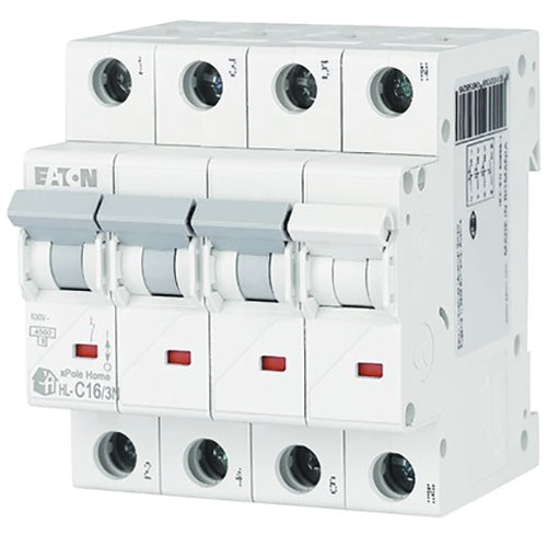 Siguranta electrica automata EATON 194811, HL-C16/3N, latime 4 module, 4,5kA, 3P+N, caracteristica C, 16A