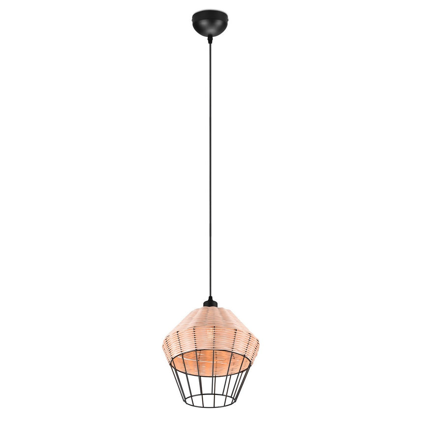 Pendul de iluminat, RL, Metal/Lemn, Soclu E27, Bej/Negru