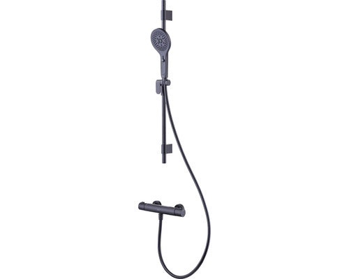 Set dus cu termostat Avital para dus 3 functii bara perete 80 cm negru mat