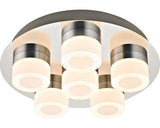 Plafoniera cu LED integrat Azimech 6x6W 630 lumeni, pentru baie IP44, crom/alb