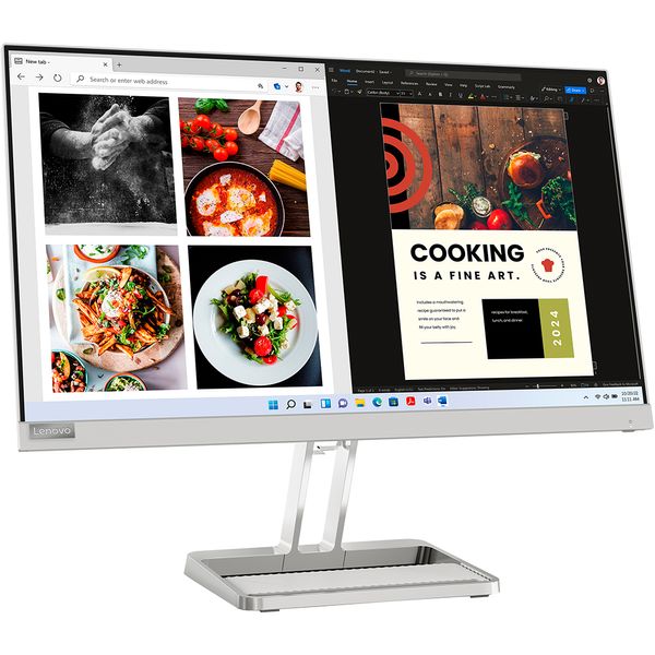 Monitor LED IPS LENOVO L24i-40, 23.8", Full HD, 100Hz, AMD FreeSync, Argintiu, Clasa E