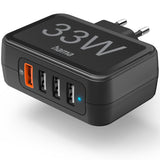 Incarcator rapid Hama, 4 porturi, Qualcomm, USB-A, Negru