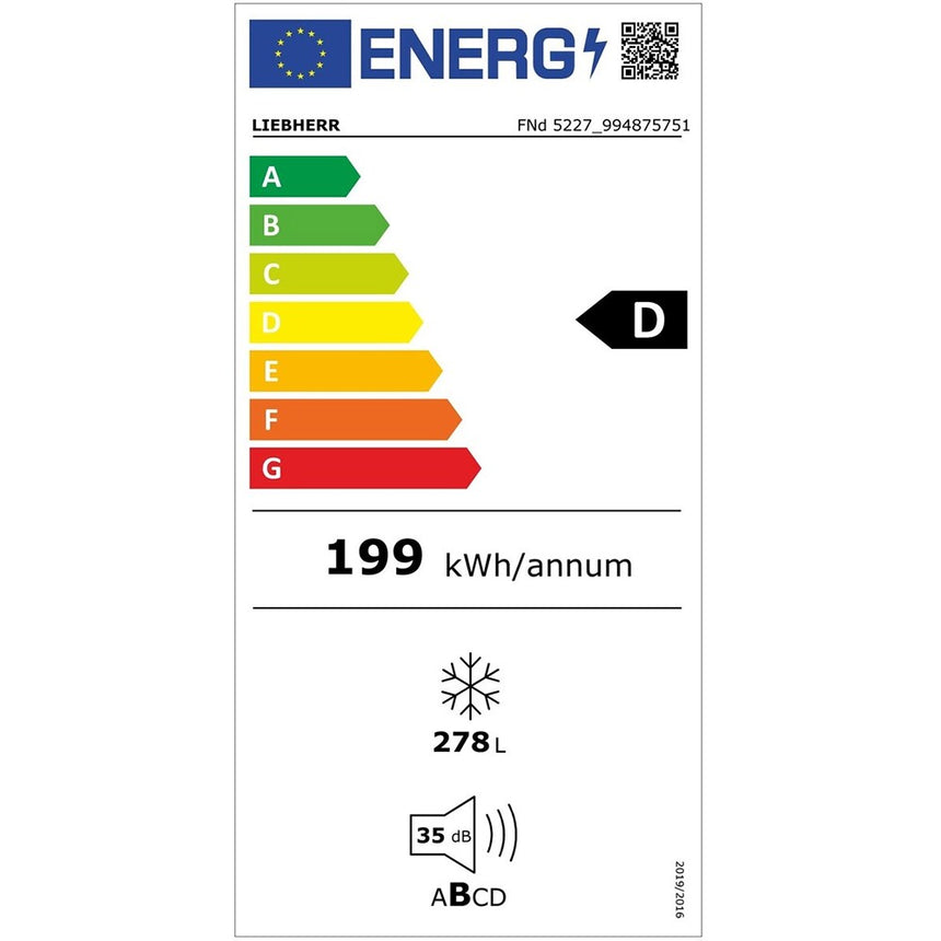 Congelator LIEBHERR FND 5227 Plus, No Frost, 278 l, H 185.5 cm, Clasa D, Alb