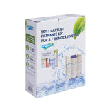 Set 3 cartuse filtrante AquaPUR 10'' PUR3/RO, cartus PP expandat, cartus carbune activ bloc, cartus carbune activ granular