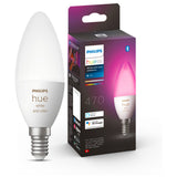 Bec LED RGB inteligent Philips Hue B39, Bluetooth, Zigbee, E14, 5.3W (25W), 470 lm, lumina alba si color, clasa energetica G