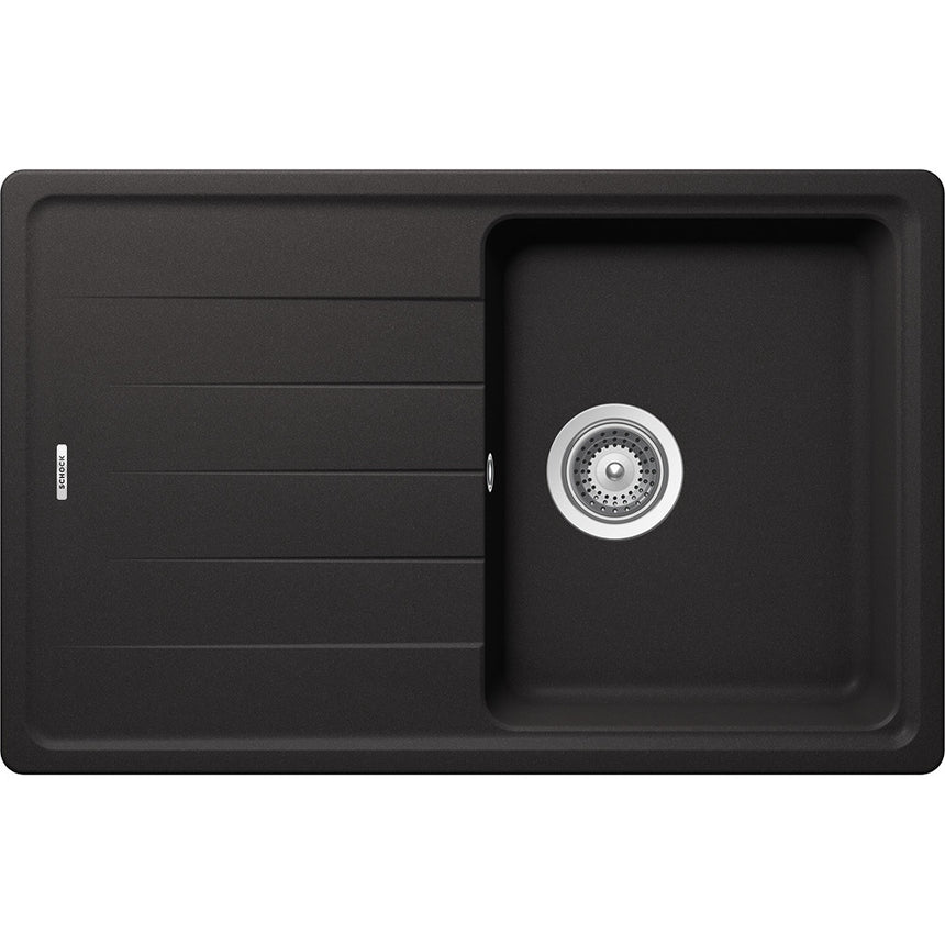 Chiuveta granit Schock Element D-100S Nero Cristalite 780 x 500 mm, adancime cuva 180 mm, reversibila, montare pe blat