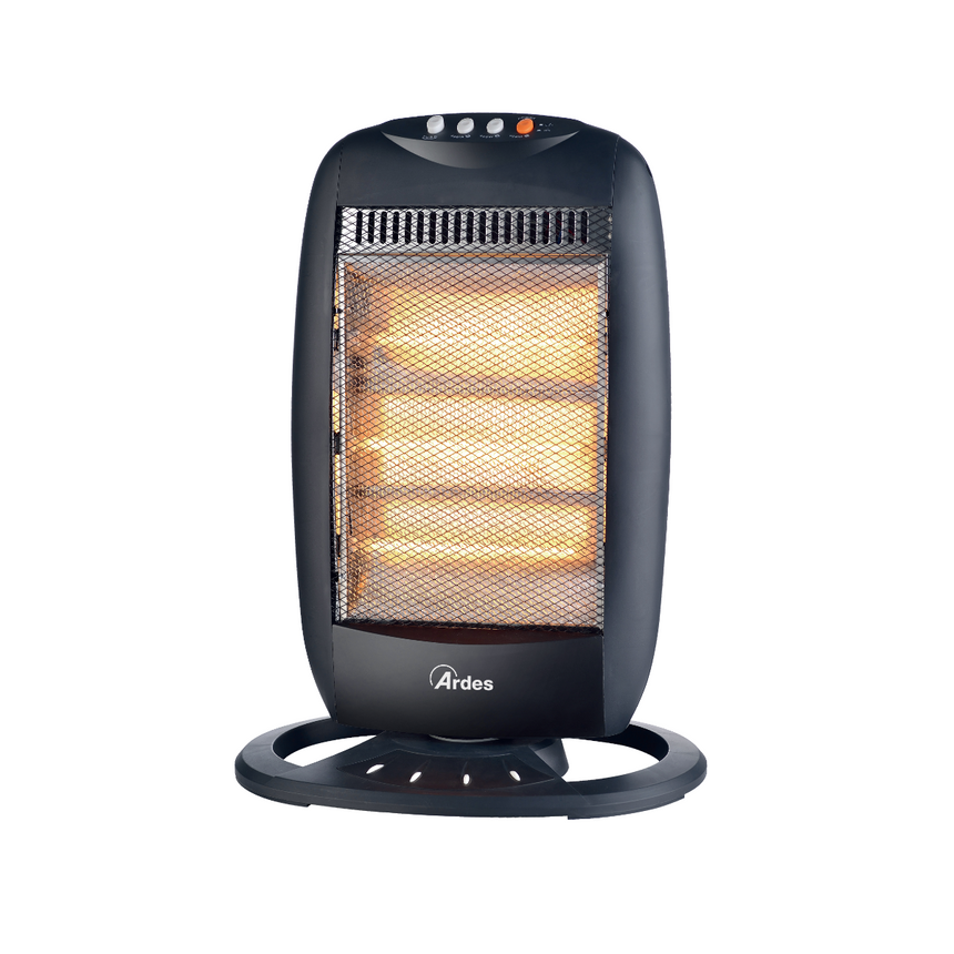 Radiator cu halogen Ardes AR454B, 3 trepte incalzire 400, 800, 1200 W, Oscilatie orizontala, Pentru incaperi de pana la 40 m³, Negru